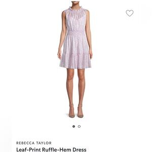 Rebecca Taylor Pink Sleeveless Leaf Print Dress-Sz S